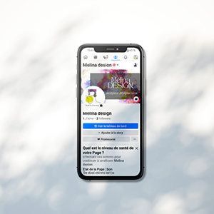 mockup de téléphone avec en fond écran facebook de mélinadesign